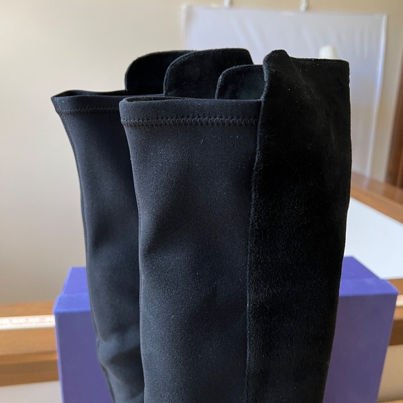 STUART WEITZMAN RESERVE BLACK SUEDE BOOTS 9 NIB OVER KNEE PULL ON STRETCHY CHIC - Picture 6 of 10